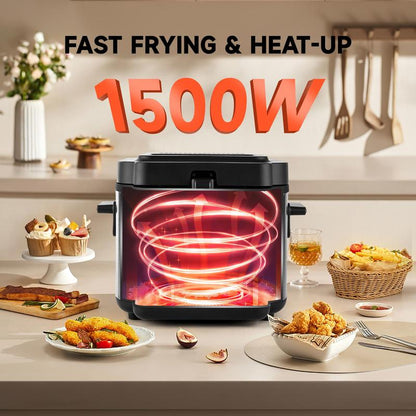 Susteas 1500W Electric Fryer with Removable Lid – Choose 1.5L or 2.5L Capacity, Adjustable Temp Control, Fast Heating & Easy-Clean Non-Stick Pot. Perfect for Kitchen Cooking!