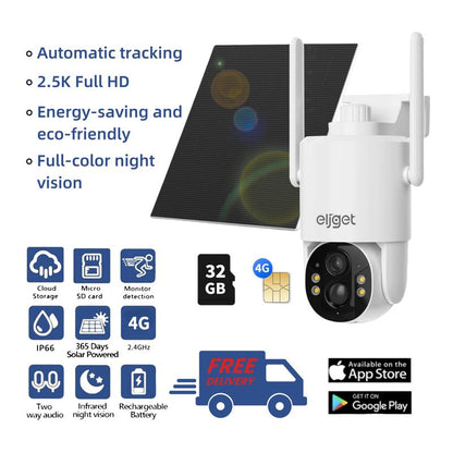 4G LTE Solar Camera Security, No Wifi Outdoor Wireless, 2.5K Spotlight Night Vision, Motion Alert, Sd/Cloud Storage, SIM Included, Affordable Home Surveillance, 360 Camera, Pumping Room Camera