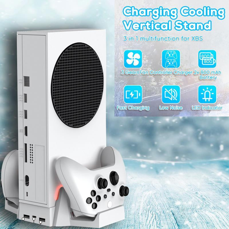 Cooling Stand with Dual Cooling Fan for Xbox Series S, Dual Controller Charging Rack with LED Indicator, 3 Gears Adjustable Speed Low Noise Console Accessories, Gaming Products