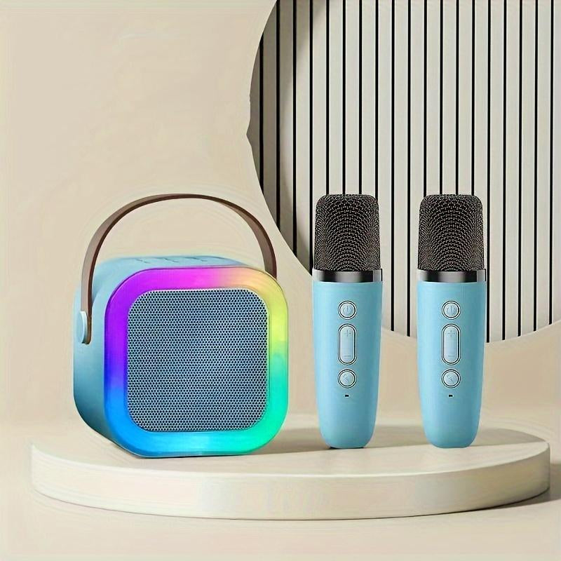 Mini Bluetooth Karaoke Machine, Portable Speaker with 2 Wireless Microphones, Gift for Girls Boys Aged 4,5,6,7,8,9,10,12,14+, Birthday Party & Funny Gift & Toddler Girl Stuff