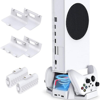 Cooling Stand with Dual Cooling Fan for Xbox Series S, Dual Controller Charging Rack with LED Indicator, 3 Gears Adjustable Speed Low Noise Console Accessories, Gaming Products