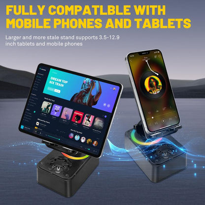 Wireless Audio Bluetooth Speaker, 3In1 Cellphone Holder, with USB Emergencyrechargeable (1200Mah), LED Nightlight, 360°Foldable for Phone or Pad, for Home, Car, Outdoorgifts for Friend, Family