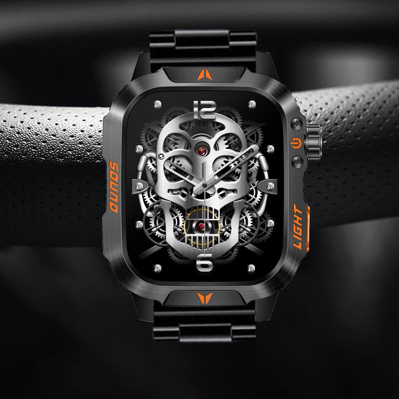 New 2025 Manly Style Smart Sports Watch with Ledlights Wireless Calling, Message Reminders,Sports Mode, Voice Assistant, Weather Push,Stopwatch, Timer, Stopwatch and Otherfunctions, Smartwatch for Men, Compatiblewith Android and Iphone Phones
