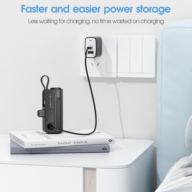Portable Charger for Iphone,Mini Portable Charger Power Bank 5000Mah,Mini Cute Power Bank with Built-In Cables,Compact PD 5V/2.0A Fast Charging Battery Pack Compatible for Iphone 14/14 Plus/Pro Max/13/12/12 Mini/11/Xs/Xr/X/8/7/6/6S//Samsung/Huawei Andriod