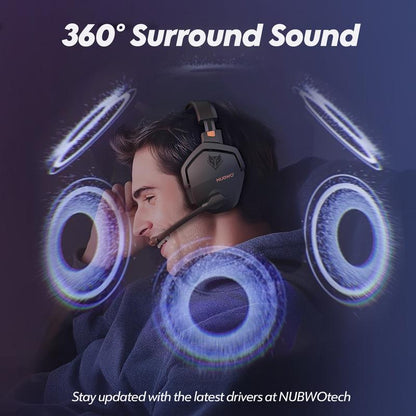 NUBWO G06 Wireless Gaming Headset – 23Ms Low Latency Audio,50Mm Stereo Sound, Noise-Canceling Mic, 100Hrs Battery – Works on PS5, PC, Mobile (Not Xbox)