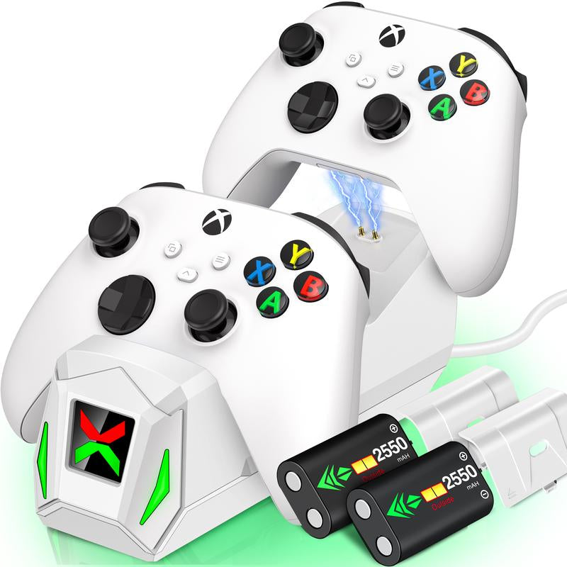 Controller Charger Station with 2X2550Mah Rechargeable Battery Packs for Xbox One/Series X|S Controller, Dual Charging Dock for Xbox One Controller Battery Pack with 4 Battery Covers for Xbox