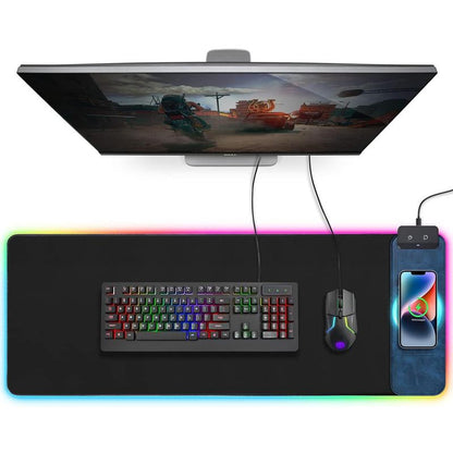 XXL Gaming Mouse Pad with Magnetic Wireless Charging, Large Desk Pad Protector, RGB Black Mousepad Desk Mat with 15W Fast Charger, 4Mm Thick Non-Slip, Waterproof Laptop Writing Pad for Office, Home, Gaming Tiktokshopbacktoschool