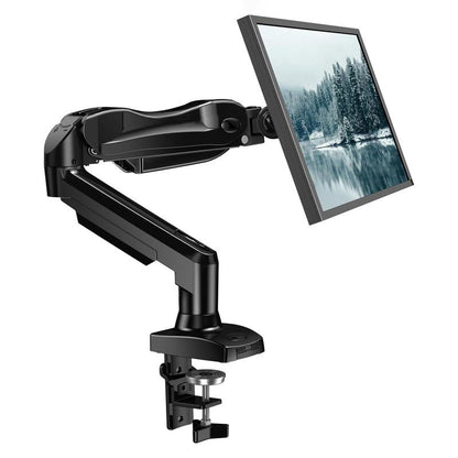 HUANUO Gas Spring Monitor Arm Mount for Gaming & Office, Supports Monitors Max 32" Ultrawide, C-Clamp & Grommet Mounting Single/Dual Arm Monitor Arm Adjustable Arm Height Desk Mount