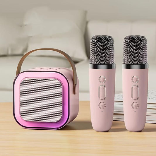 Mini Bluetooth Karaoke Machine, Portable Speaker with 2 Wireless Microphones, Gift for Girls Boys Aged 4,5,6,7,8,9,10,12,14+, Birthday Party & Funny Gift & Toddler Girl Stuff