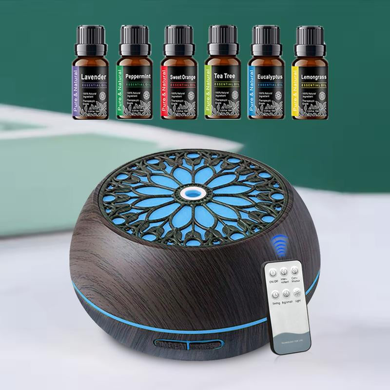 550Ml Smart Diffuser with 6 Oils App Remote, Custom Timer & RGB Lighting for Modern Home Decor Air Purifier Essential Oil Aroma Diffuser D Is Ff User Aroma Diffuser Humidifier Aromatherapy Oil Wood Grain Design round Household