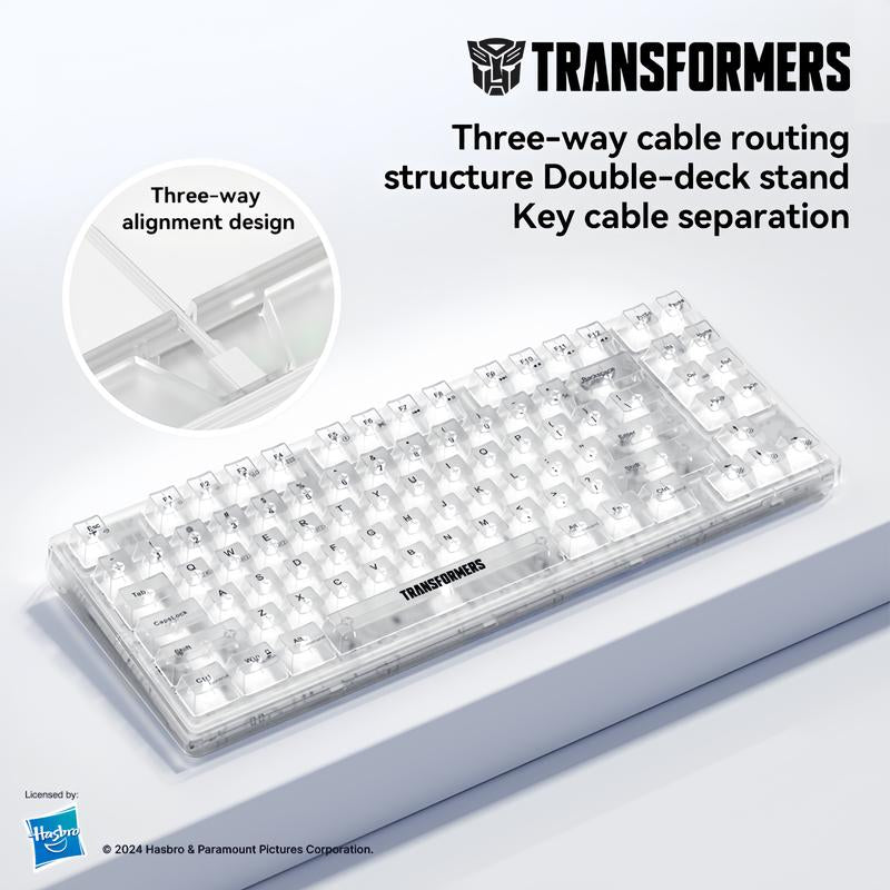 Transformers Monster Shaft Transparent Keycap Gaming Mechanical Keyboard Spacer Mechanical Keyboard Three Modes Bt5.0/2.4Ghz/Usb-C Hot-Swappable Wireless Keyboard 85 Keys RGB Backlight Gaming Keyboard Pre-Lubricated Linear Switch Keyboard for Win/Mac
