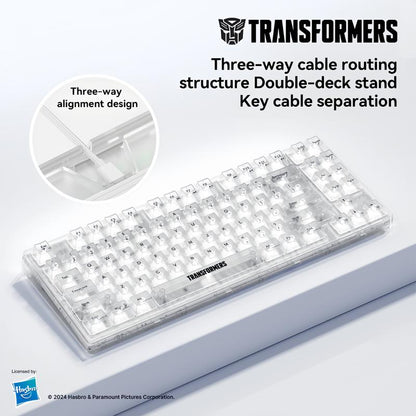 Transformers Monster Shaft Transparent Keycap Gaming Mechanical Keyboard Spacer Mechanical Keyboard Three Modes Bt5.0/2.4Ghz/Usb-C Hot-Swappable Wireless Keyboard 85 Keys RGB Backlight Gaming Keyboard Pre-Lubricated Linear Switch Keyboard for Win/Mac