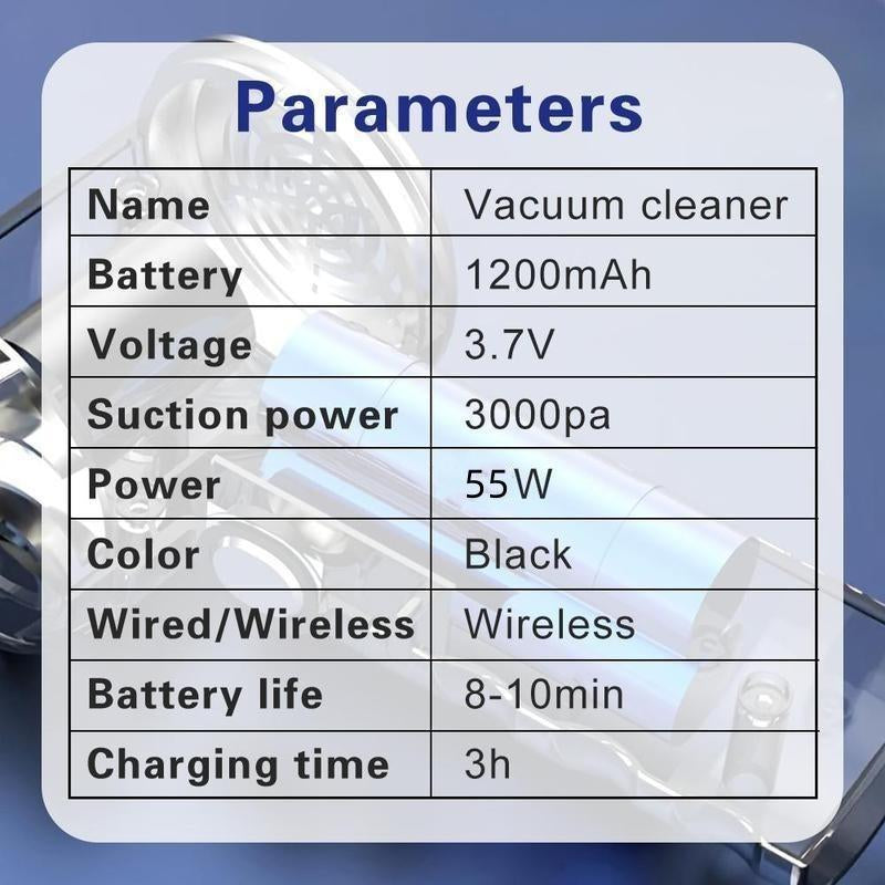 Handheld Vacuum Cleaner, Powerful Handheld Wireless Vacuum Cleaner with Strong Suction for Home, Car, Desktop Cleaning, Household Appliances for Daily Use, Car Detailing Accessories