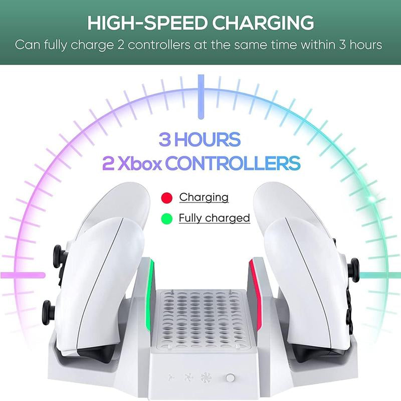 Cooling Stand with Dual Cooling Fan for Xbox Series S, Dual Controller Charging Rack with LED Indicator, 3 Gears Adjustable Speed Low Noise Console Accessories, Gaming Products