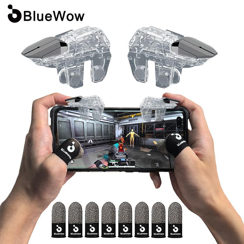 Bluewow Mobile Game Trigger Mobile Game Controller 6 Fingers for Iphone & Android, Smartphone & Cellphone Accessories for FPS Games Console, CODM Freefire