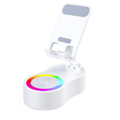 Wireless Audio Induction Bluetooth Speaker with Emergency Charging 5In1 Phone Holder Power Bank LED Nightlight for Tablet Iphone Android 5.3 Connectivity 1500Mah Battery 100Hz-20Khz Frequency Response New Design Durable Smart Device