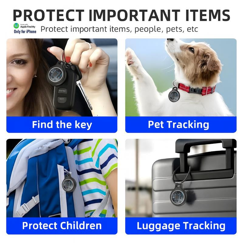 [Fall Deals] Tukio GPS Tracker for Cars & Pets - Mini Clear Design, Weatherproof Case, Anti-Lost Device, Works with Apple Find My Ios Only, IP67 Waterproof, Replaceable Battery Protection