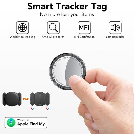 [Fall Deals] Tukio GPS Tracker for Cars & Pets - Mini Clear Design, Weatherproof Case, Anti-Lost Device, Works with Apple Find My Ios Only, IP67 Waterproof, Replaceable Battery Protection