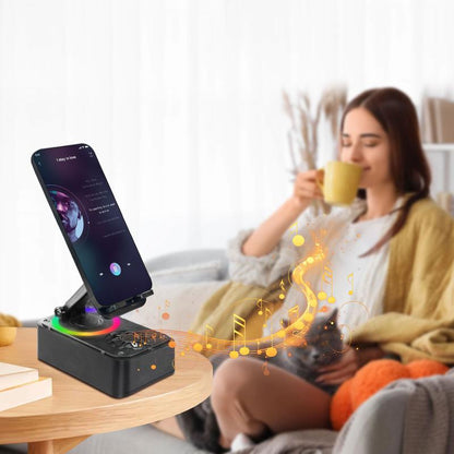 Wireless Audio Bluetooth Speaker, 3In1 Cellphone Holder, with USB Emergencyrechargeable (1200Mah), LED Nightlight, 360°Foldable for Phone or Pad, for Home, Car, Outdoorgifts for Friend, Family