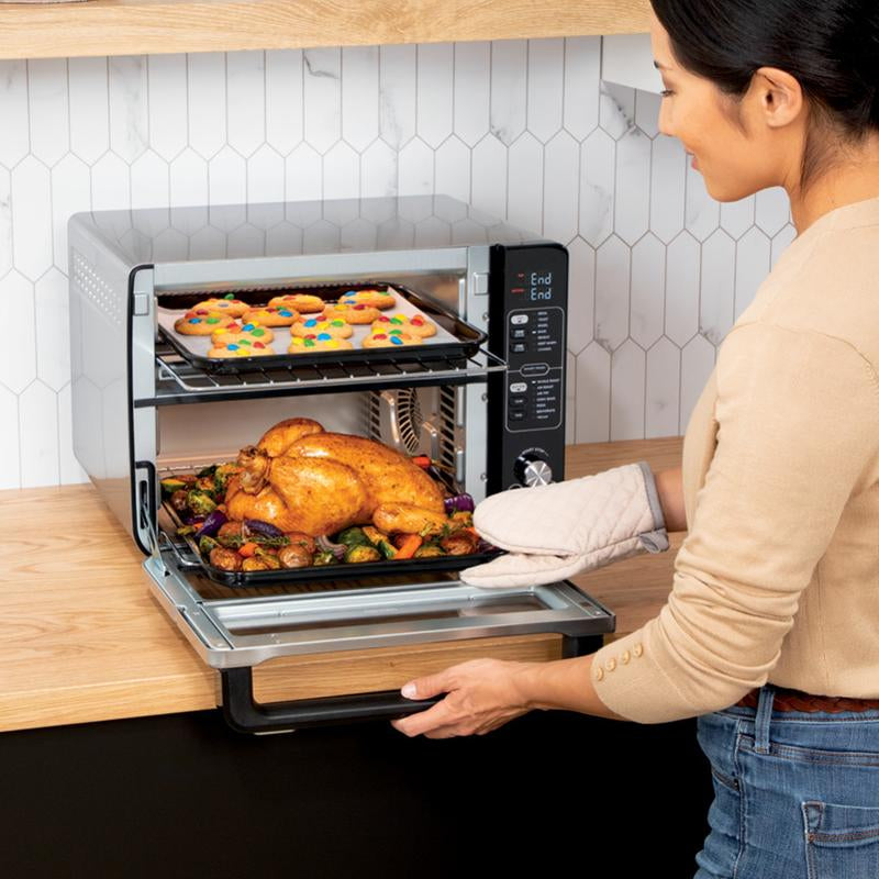 Ninja DCT401CO 14-In-1 Double Oven with Flexdoor - Countertop Dual Ovens for Quick Snacks & Full Course Meals with Smart Finish Technology