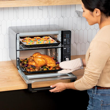 Ninja DCT401CO 14-In-1 Double Oven with Flexdoor - Countertop Dual Ovens for Quick Snacks & Full Course Meals with Smart Finish Technology