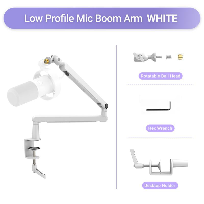 FIFINE BM88 Low Profile Microphone Boom Arm, Adjustable Stick Microphone Arm Stand with Desk Mount Clamp, Screw Adapter, Cable Management, for Podcast Audio Streaming Gaming Studio, Dealsforyoudays