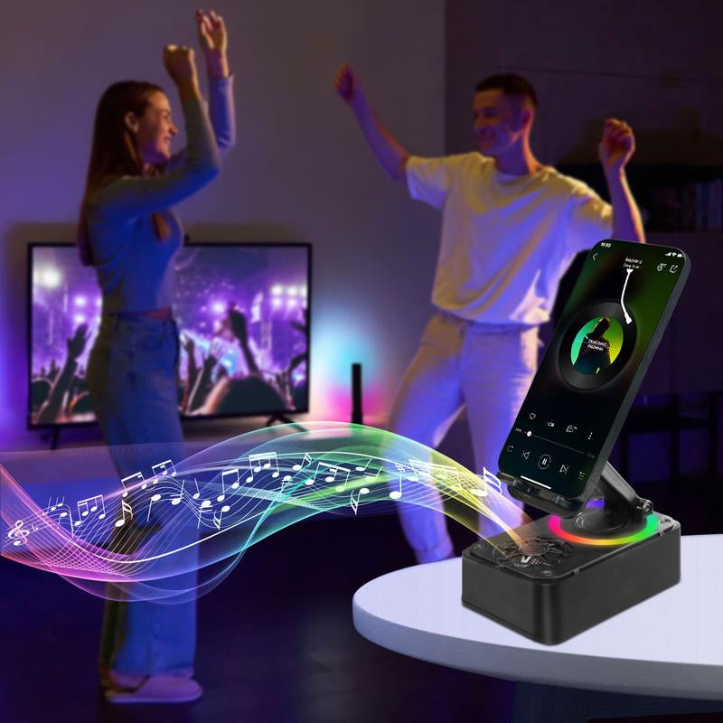 Wireless Audio Bluetooth Speaker, 3In1 Cellphone Holder, with USB Emergencyrechargeable (1200Mah), LED Nightlight, 360°Foldable for Phone or Pad, for Home, Car, Outdoorgifts for Friend, Family
