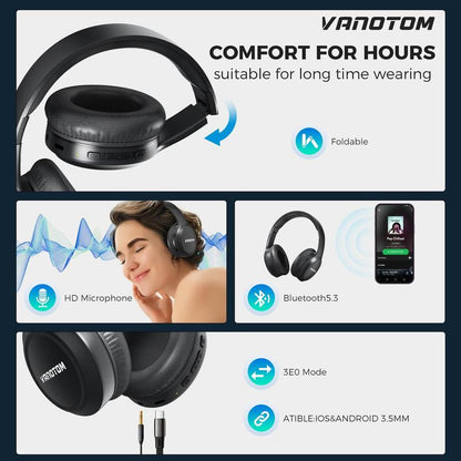 Wireless Headphone, Foldable Bluetooth Headphones over Ear, Wireless Headset for Gaming, Phones, Computers, Electronics Audio Headphone Gift