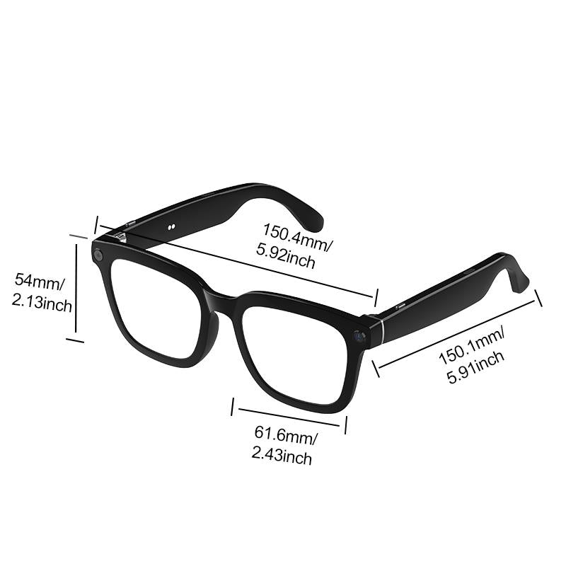 Smart Bluetooth Glasses with Camera, 1080P Video Recording Wearable Glasses, Multifunctional Wireless Audio Glasses with Headphone, Outdoor Sports Camera Sunglasses with Intelligent Voice Assistant, Anti-Blue Light Protection Eyeglass