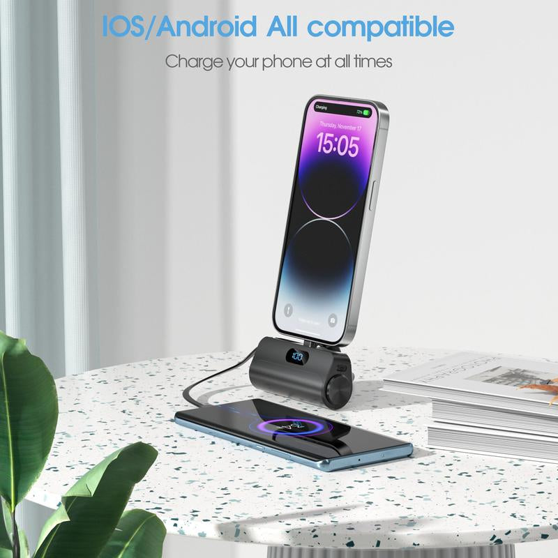 Portable Charger for Iphone,Mini Portable Charger Power Bank 5000Mah,Mini Cute Power Bank with Built-In Cables,Compact PD 5V/2.0A Fast Charging Battery Pack Compatible for Iphone 14/14 Plus/Pro Max/13/12/12 Mini/11/Xs/Xr/X/8/7/6/6S//Samsung/Huawei Andriod