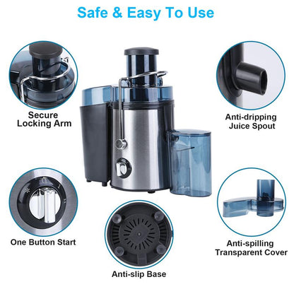800W Electric Juicer – Wide Mouth, Easy to Clean, High Juice Yield, Perfect for Fruits & Veggies