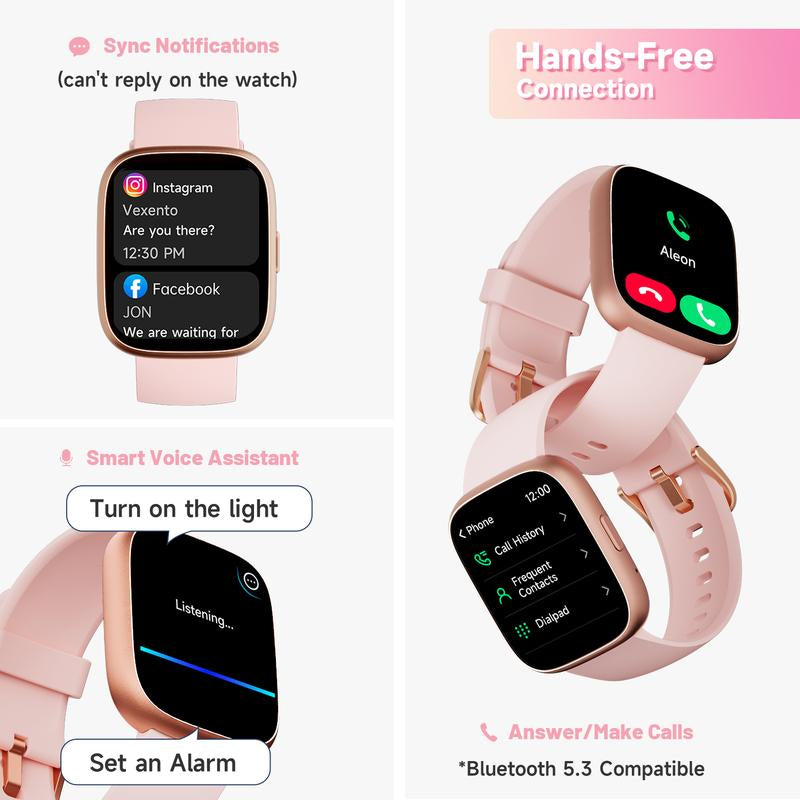 TOOBUR Multifunctional Touch Screen Smartwatch Fitness Tracker with 100+ Sports Modes,Bt Call Function,Activity Tracker Messages Reminder Smart Watch for IOS & Android,Wearable Devices Smartwatch for Men Women