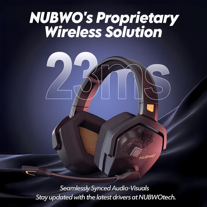 NUBWO G06 Wireless Gaming Headset – 23Ms Low Latency Audio,50Mm Stereo Sound, Noise-Canceling Mic, 100Hrs Battery – Works on PS5, PC, Mobile (Not Xbox)