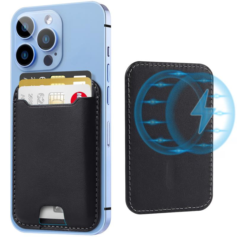 Magntic Wallet for Iphone, Works with Find My, Strongest Magnetic Wallet for Phone Wallet with Adjustable Stand, Wallet Tracker, 6 Cards Holder, Vegan Leather, Black Phone Wallet Camera Blue Smartphone Cellphone