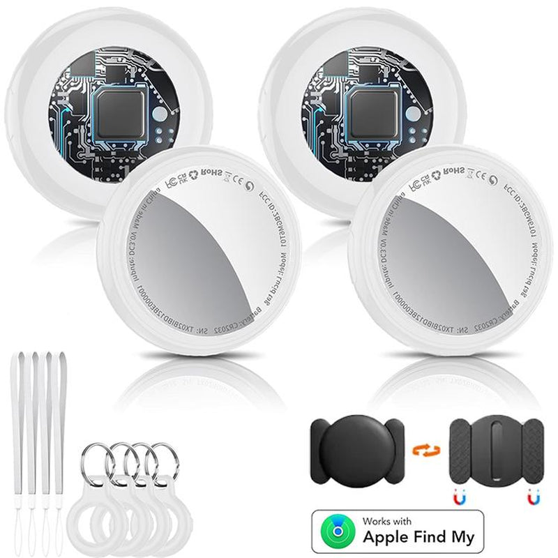[Fall Deals] Tukio GPS Tracker for Cars & Pets - Mini Clear Design, Weatherproof Case, Anti-Lost Device, Works with Apple Find My Ios Only, IP67 Waterproof, Replaceable Battery Protection