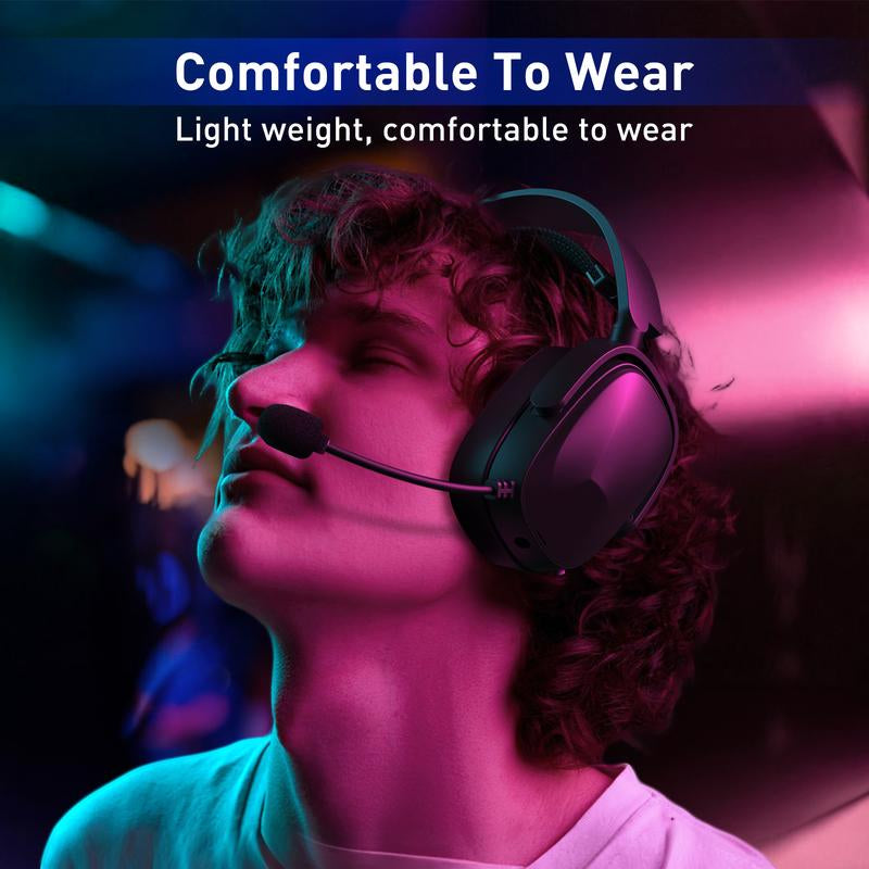 SENZER X100 2.4G Wireless Gaming Headset, Get Rid of the Wired Constraints, Soft and Comfortable Ear Cups, No Pressure on the Ears and Head, Suitable for PS4, PS5, PC, Can Be Connected to Different Devices via USB, BT, Cable. Audio Headphone