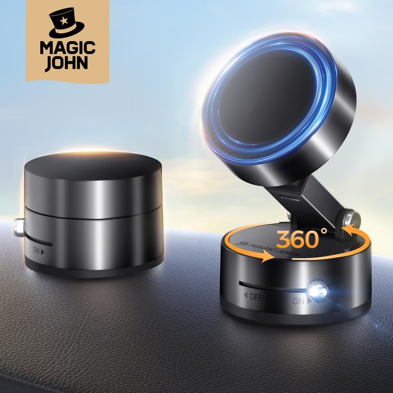 New-Magic JOHN 360° Magnetic Phone Holder Strong Magnetic Grip, Anti-Slip Base & Foldable Design for Car, Home & Travel