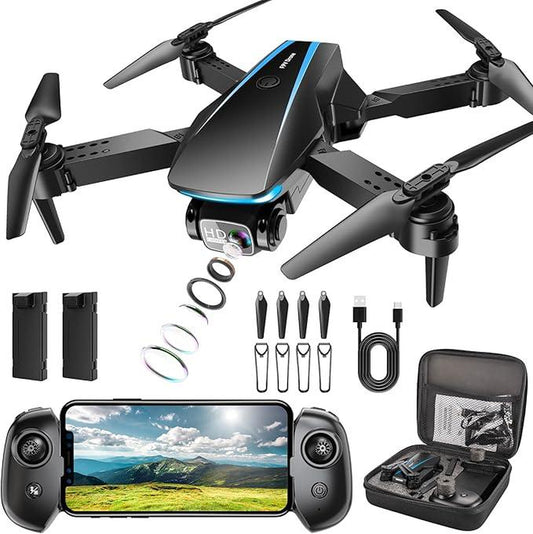 1080P HD Camera Drone for Beginners (Kids/Adults) - Foldable Mini Design, Stable Hover, Trajectory Flight, 90° Lens, 3D Flip, One Key Start Fpv Rechargeable Adjustable Cameravlogging