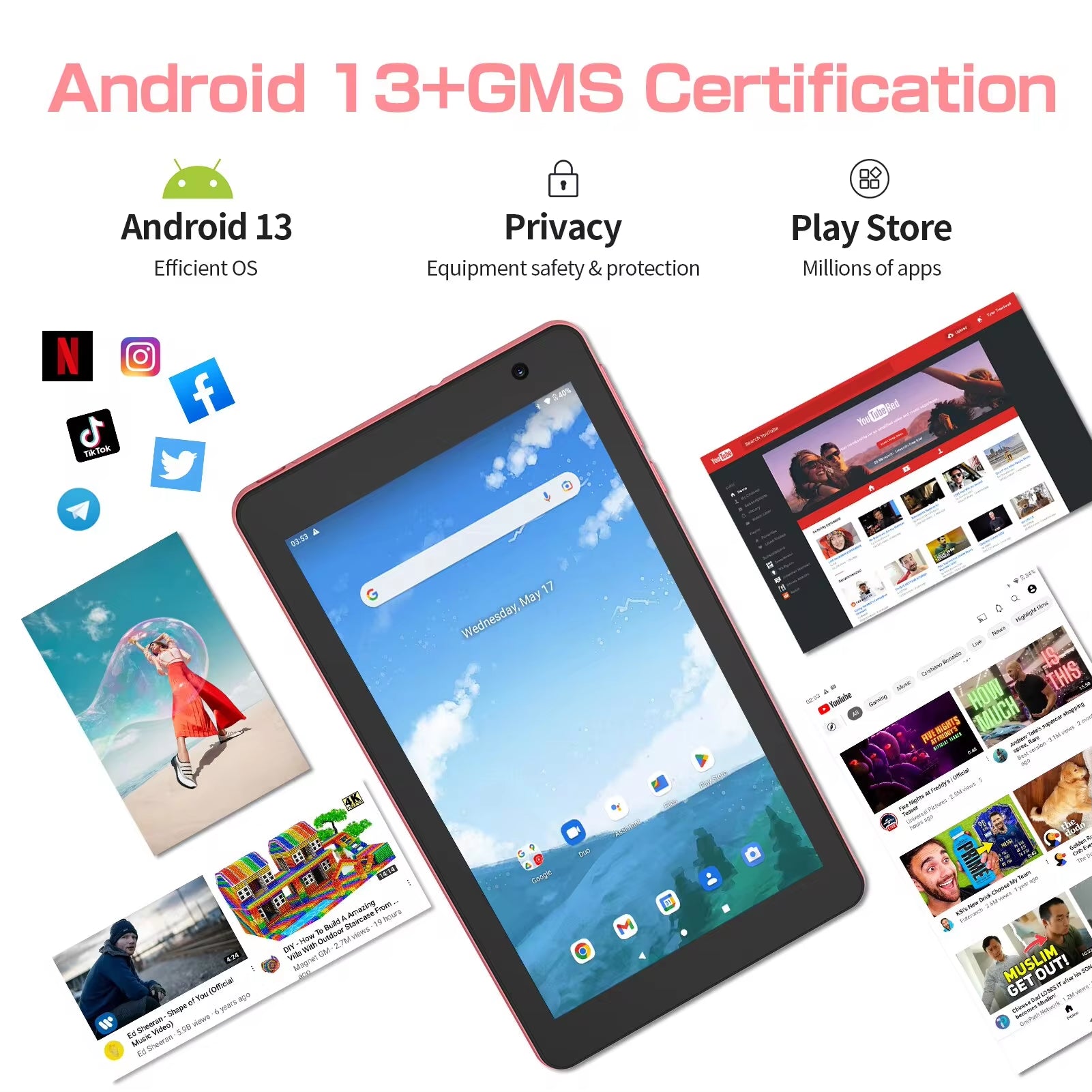 8 Inch Tablet Android 13, 8GB(4+4 Expand) RAM 64GB ROM,1TB Expand,1280X800 IPS Screen 5000MAH Battery,Dual Camera, Wifi