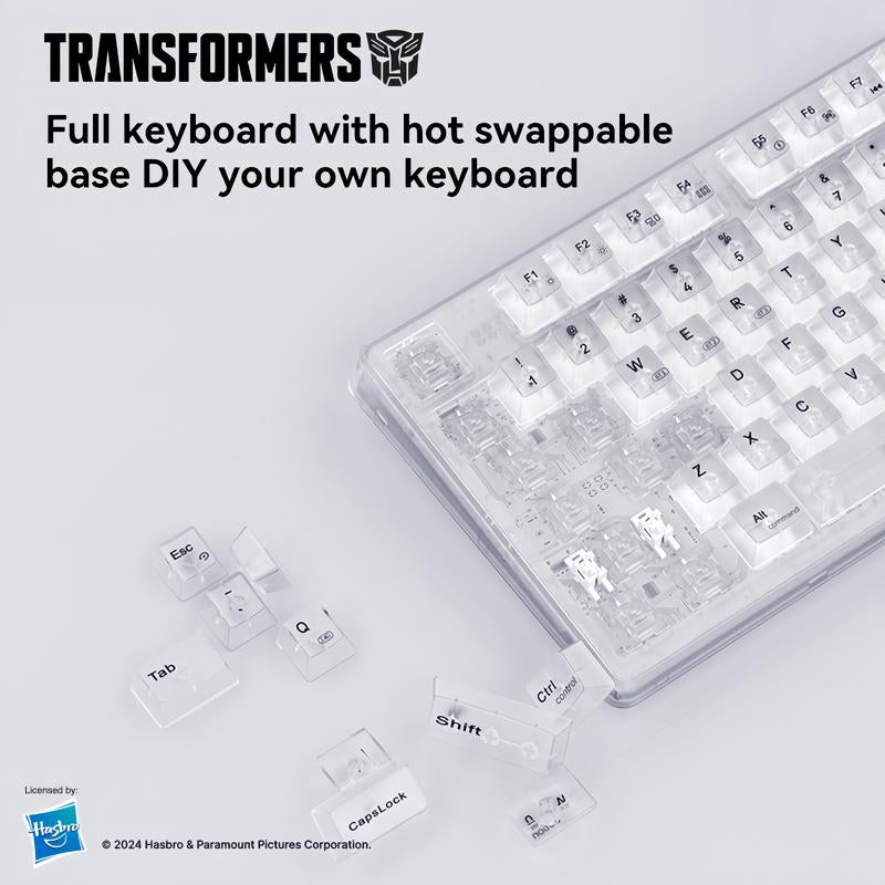 Transformers Monster Shaft Transparent Keycap Gaming Mechanical Keyboard Spacer Mechanical Keyboard Three Modes Bt5.0/2.4Ghz/Usb-C Hot-Swappable Wireless Keyboard 85 Keys RGB Backlight Gaming Keyboard Pre-Lubricated Linear Switch Keyboard for Win/Mac