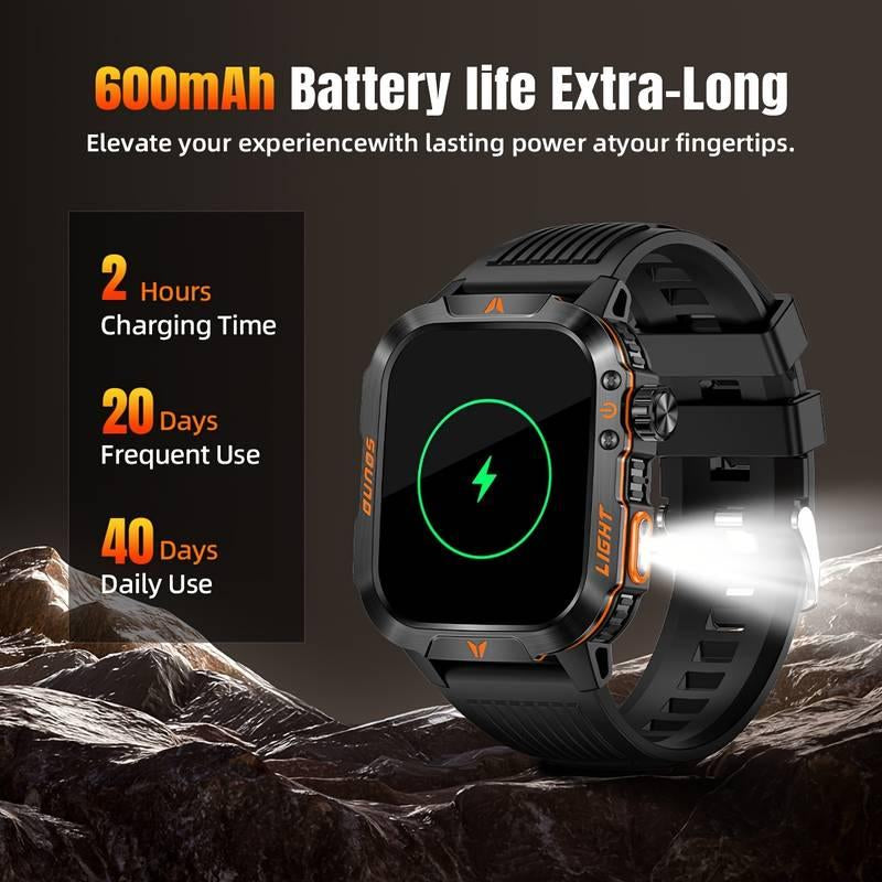 New 2025 Manly Style Smart Sports Watch with Ledlights Wireless Calling, Message Reminders,Sports Mode, Voice Assistant, Weather Push,Stopwatch, Timer, Stopwatch and Otherfunctions, Smartwatch for Men, Compatiblewith Android and Iphone Phones