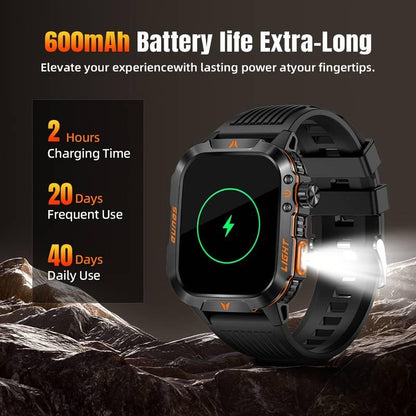 New 2025 Manly Style Smart Sports Watch with Ledlights Wireless Calling, Message Reminders,Sports Mode, Voice Assistant, Weather Push,Stopwatch, Timer, Stopwatch and Otherfunctions, Smartwatch for Men, Compatiblewith Android and Iphone Phones