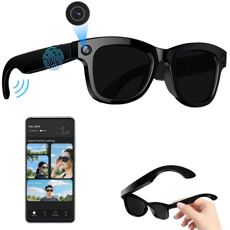 M01 Intelligent Camera and Video Glasses, Built-In High-Definition Camera, Equipped with Surround Sound Headphones and Speakers,And Have Smart Polarized Lenses That Block Blue Light. They Are Suitable for Daily Activities Such Work and Driving.