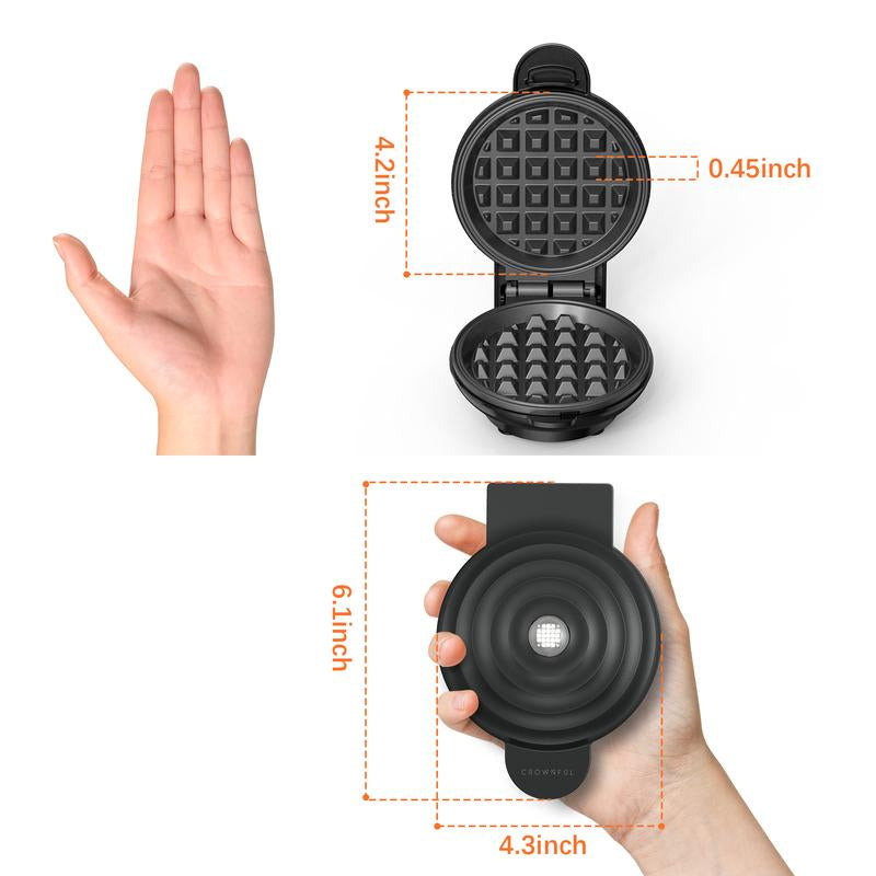 Crownful Mini Waffle Maker, Non-Stick, 4 Inch Chaffle Maker for Familes and Kids, Perfect for Breakfast, Dessert, Sandwich, Egg Cooker Machine & Kitchen Appliances