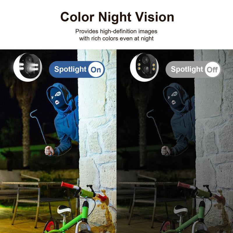 4G LTE Solar Camera Security, No Wifi Outdoor Wireless, 2.5K Spotlight Night Vision, Motion Alert, Sd/Cloud Storage, SIM Included, Affordable Home Surveillance, 360 Camera, Pumping Room Camera
