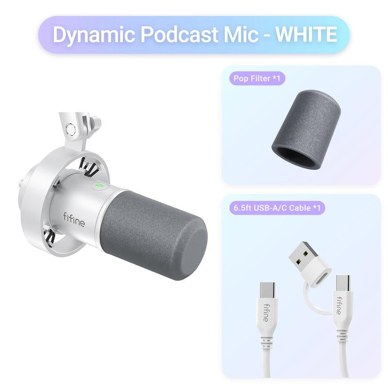 FIFINE K688CT USB/XLR Dynamic Podcast Microphone – Pro Mic Kit with Adjustable Boom Arm, Mute & Monitor for Streaming, Gaming, Vocal & Music Recording Audio, for PC Smartphone Mixer
