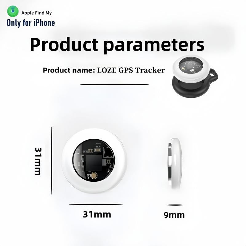 LOZE GPS Tracker, Pet Tracker, Car GPS Tracker, Mini Tracker, Clear Front Cover Design with Weatherproof Case - No Fee to Use - Best Invisible GPS Tracker, Anti-Lost Device, Works with Apple Find My (Ios Only)
