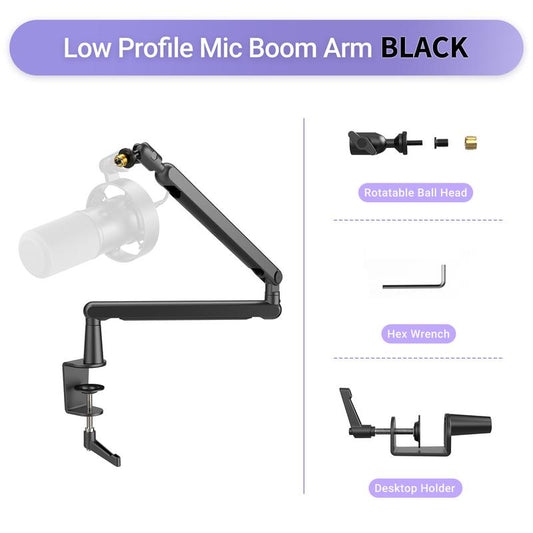FIFINE BM88 Low Profile Microphone Boom Arm, Adjustable Stick Microphone Arm Stand with Desk Mount Clamp, Screw Adapter, Cable Management, for Podcast Audio Streaming Gaming Studio, Dealsforyoudays