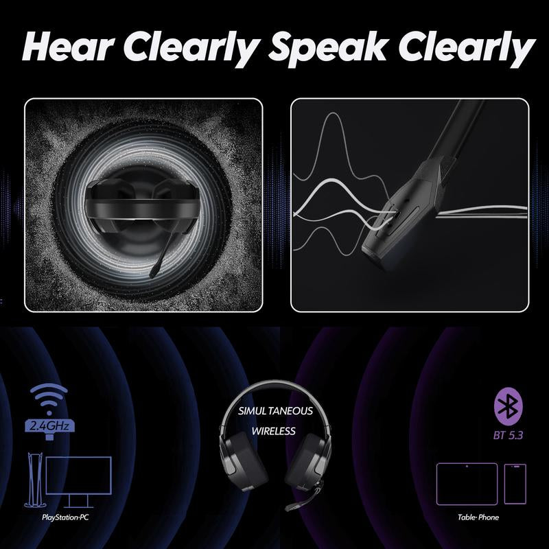 NUBWO G06 Wireless Gaming Headset – 23Ms Low Latency Audio,50Mm Stereo Sound, Noise-Canceling Mic, 100Hrs Battery – Works on PS5, PC, Mobile (Not Xbox)