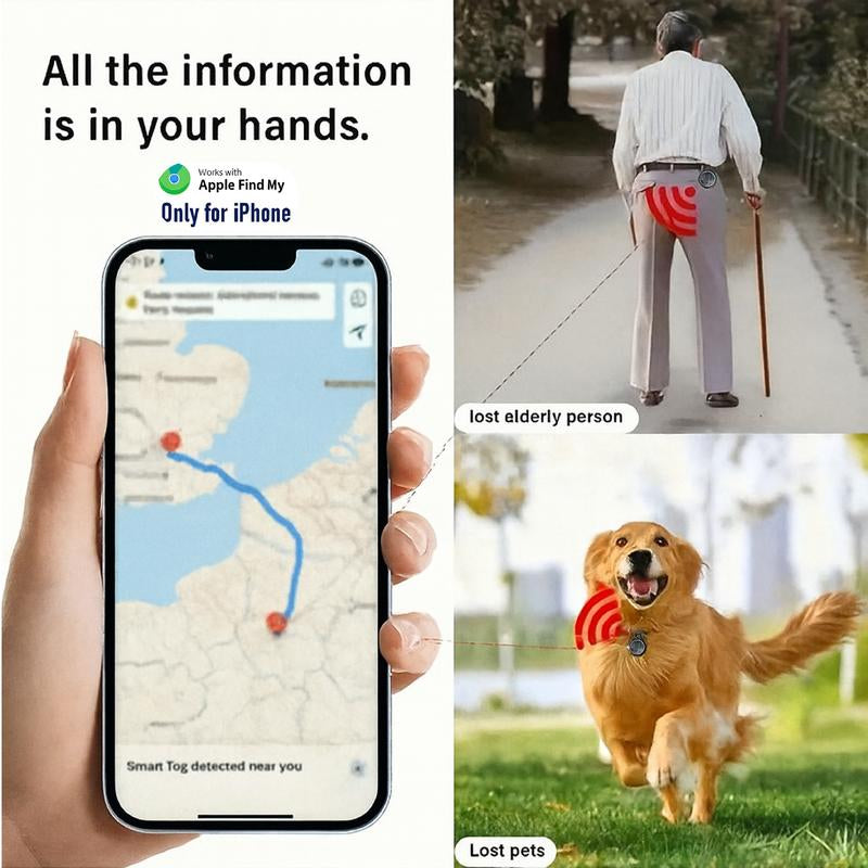 [Fall Deals] Tukio GPS Tracker for Cars & Pets - Mini Clear Design, Weatherproof Case, Anti-Lost Device, Works with Apple Find My Ios Only, IP67 Waterproof, Replaceable Battery Protection
